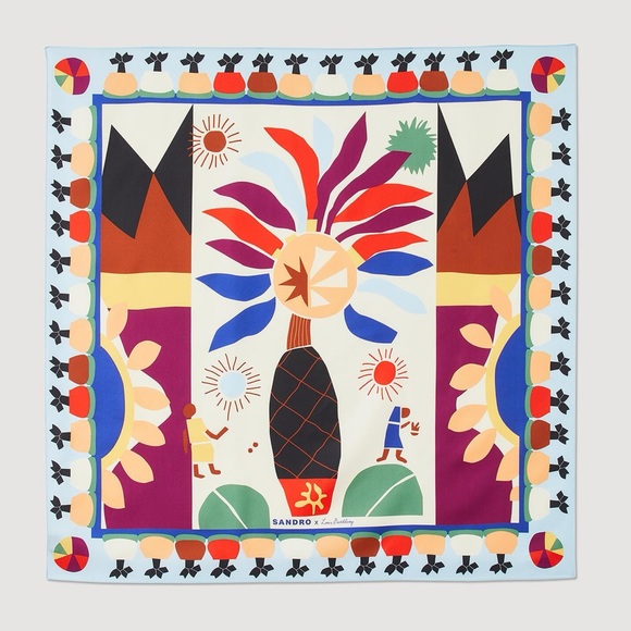 Sandro x Louis Barthélemy Scene De Fete Silk Scarf - Picture 1 of 3
